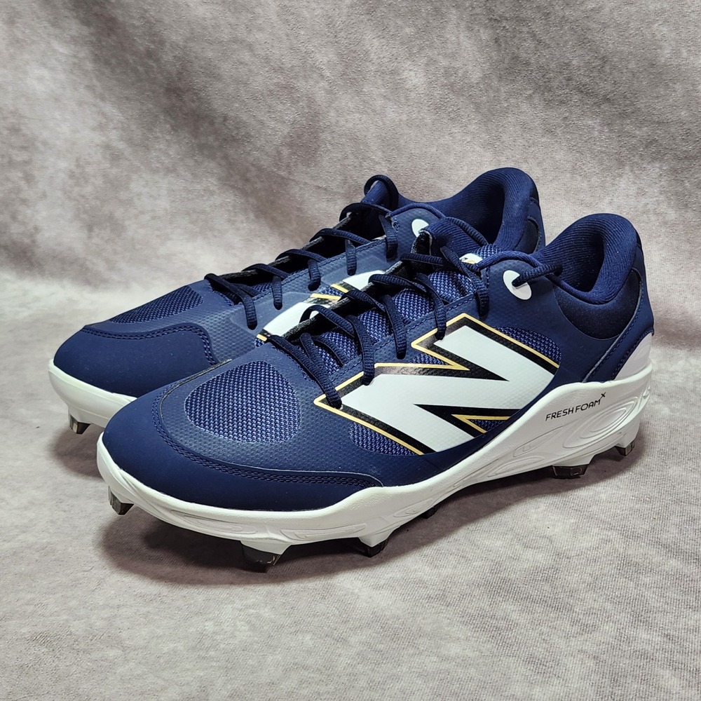 New Balance Fresh Foam 3000v7 Mens Baseball Metal Molded Cleats White Navy 14